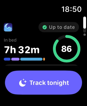 Apple Watch showing the SleepKit night view